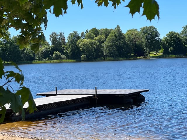 Sodyba su pirtimi, kubilu ir ežero pakrante